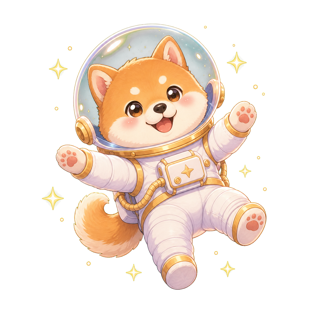 Asteroid, the Shiba Inu astronaut plush Liv designed